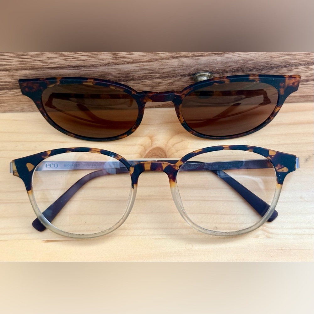 ECO tortoise shell prescription frames with sunglasses